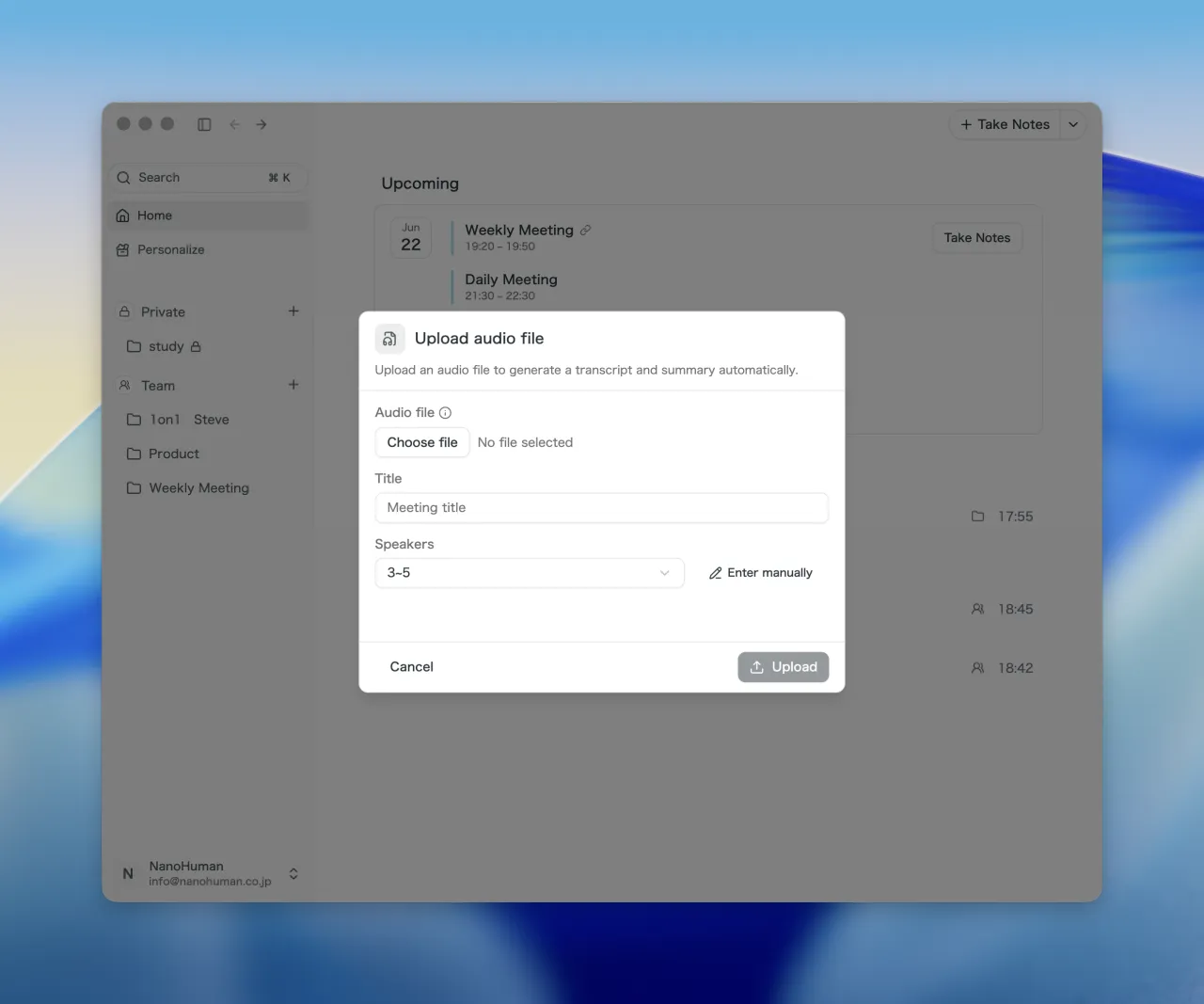 Weekly Update: audio file upload, Google profile detection, and more