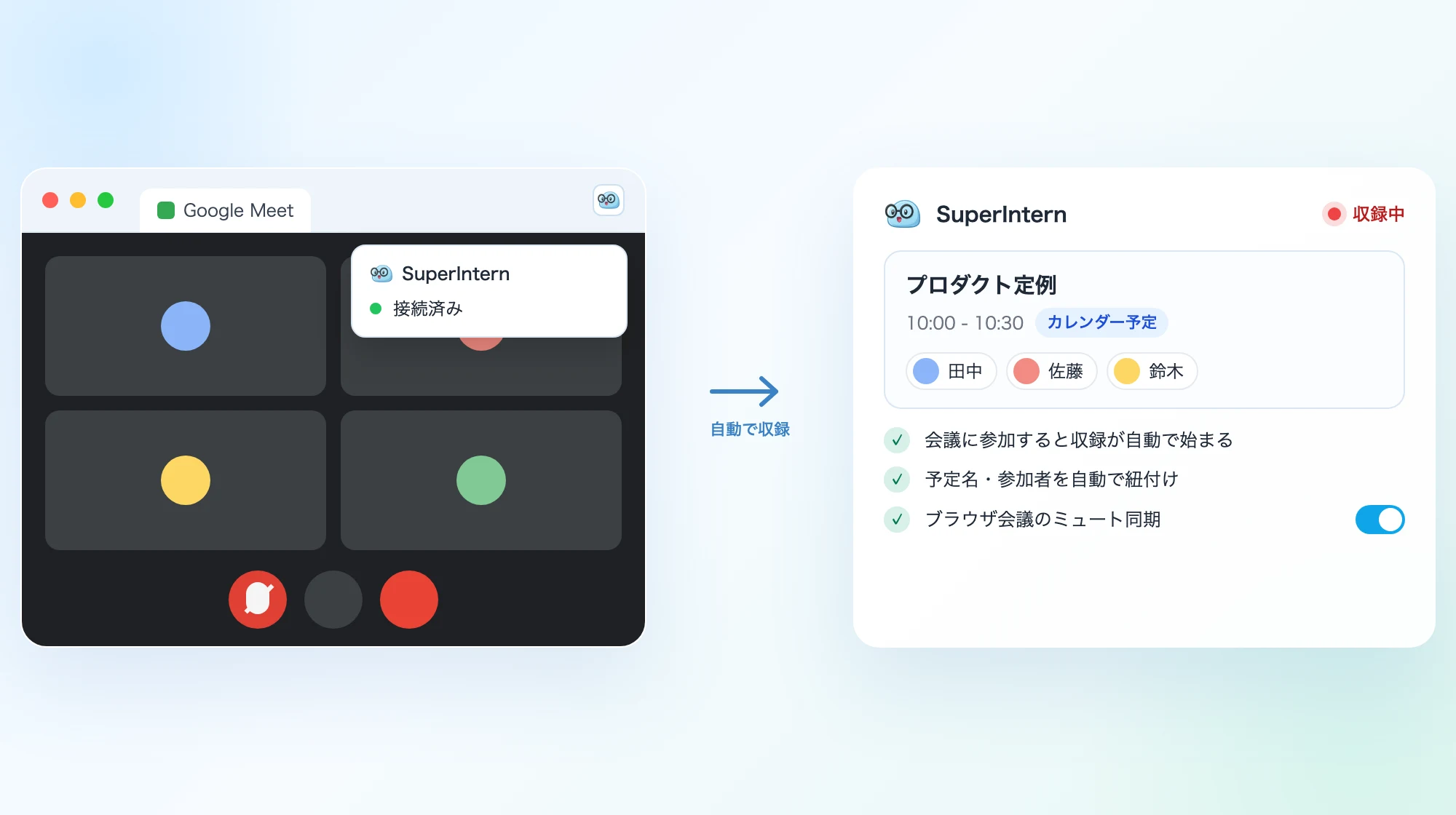 ブラウザ拡張機能による自動収録のイメージ
