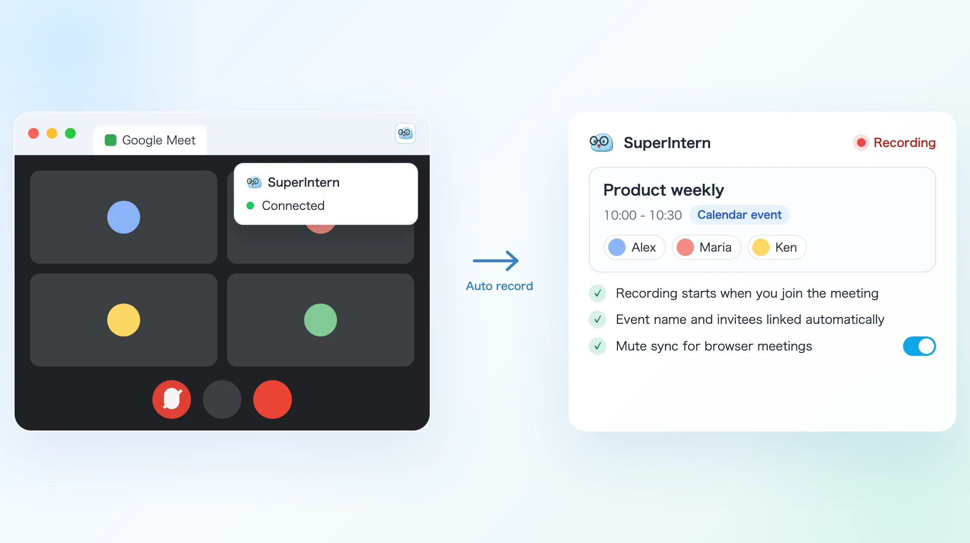 How automatic recording works with the browser extension