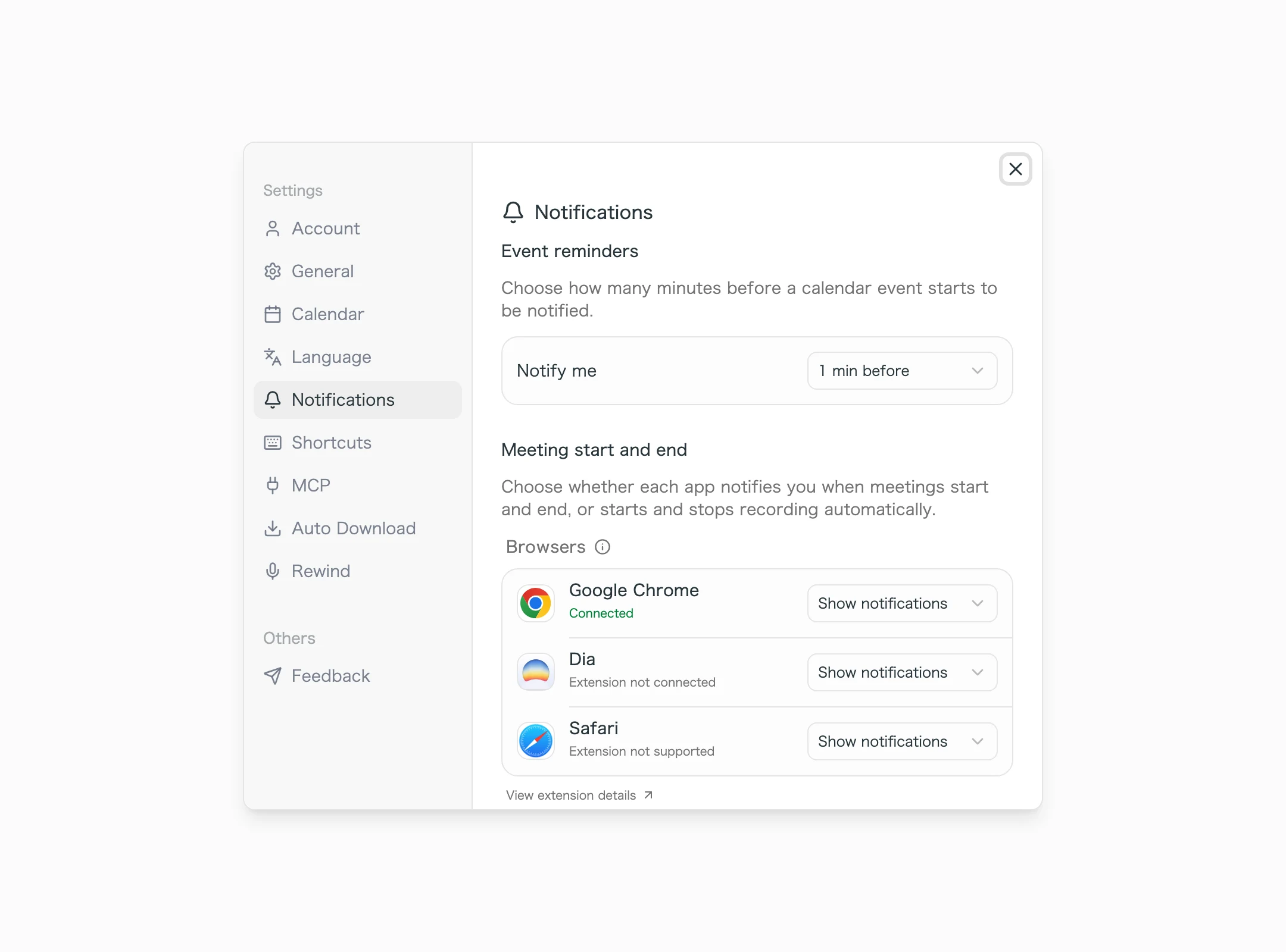 Notification settings