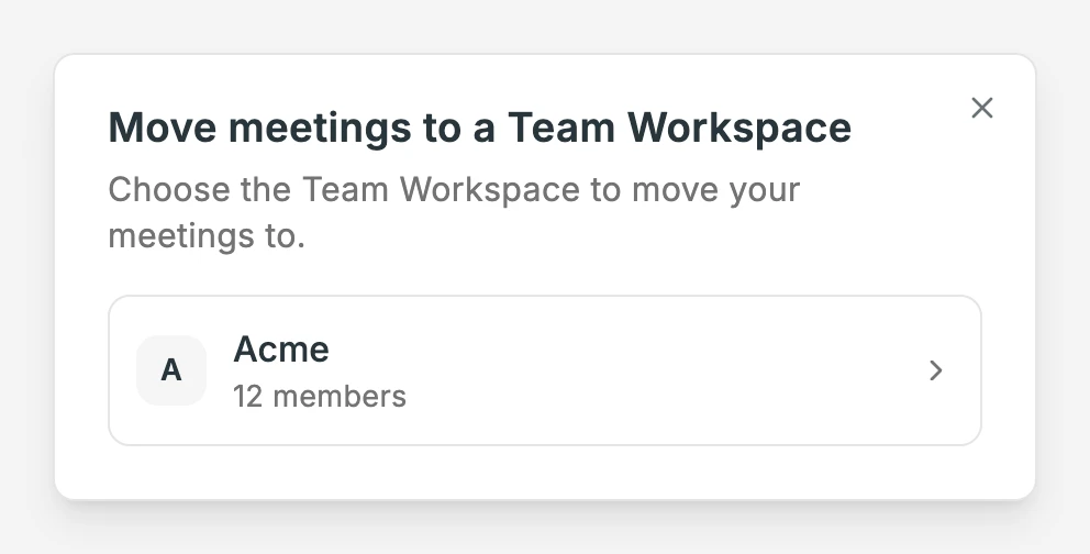 옮길 Team Workspace 선택하기