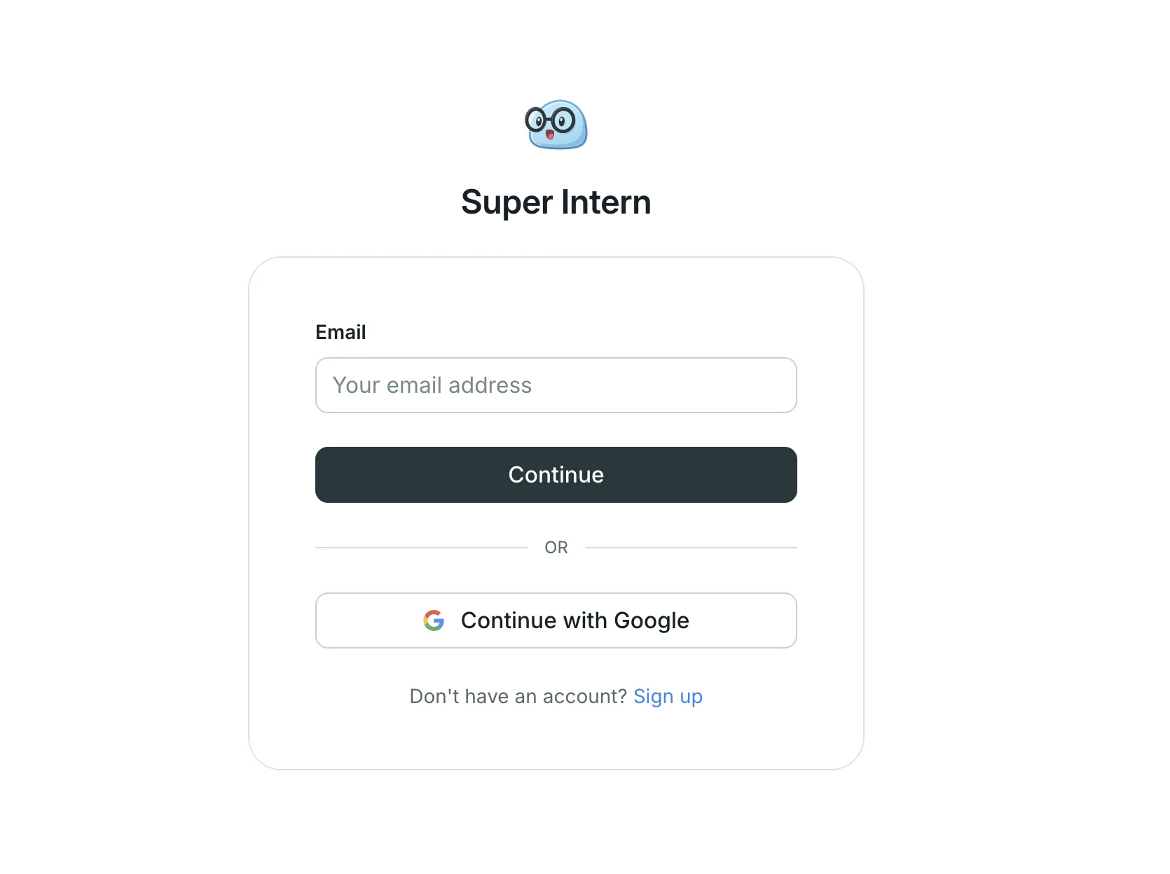Sign-up and login screen