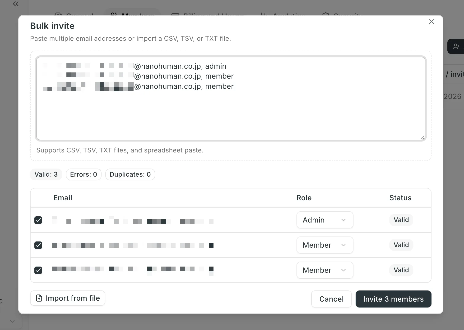 Bulk add menu