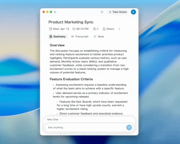 Meetingübergreifender KI-Chat