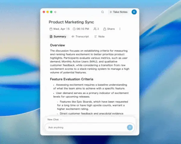 Cross-meeting AI chat